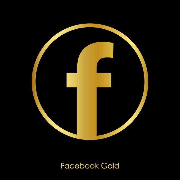 logotipo de facebook dorado