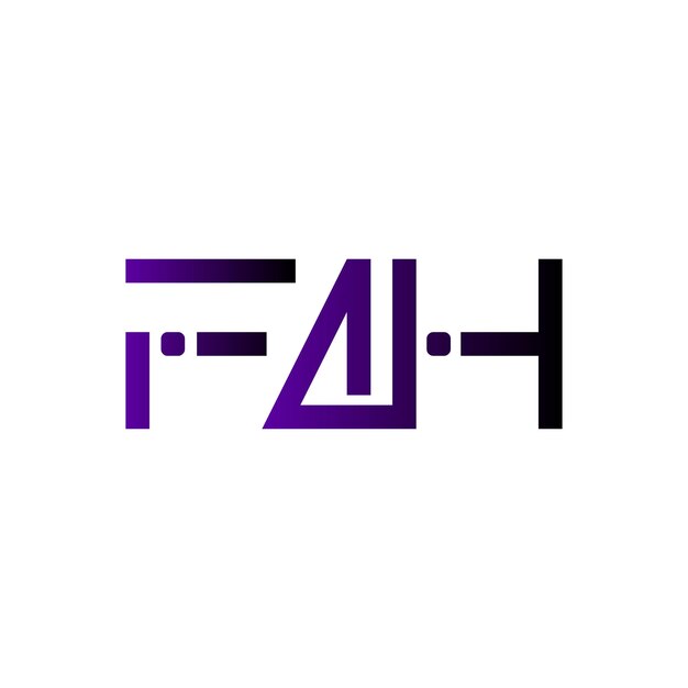 El logotipo de FAH, el gradiente inicial del monograma, el diseño vectorial de la identidad empresarial del sello de letras minimalista moderno.