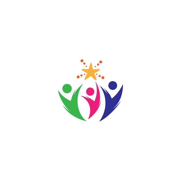 el logotipo de la familia alcanzando las estrellas en un estilo de diseño vectorial plano colorido