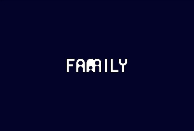 Logotipo de la familia letra A y M con combinación de íconos de la familia en el texto Logotipo de tipografía de la familia