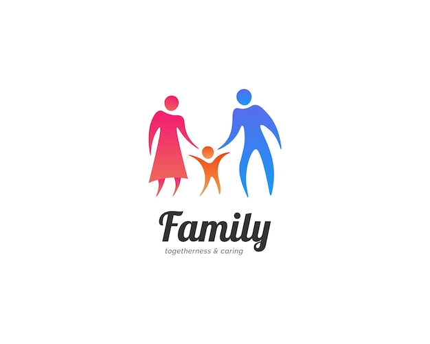 Logotipo familiar colorido Diseño de logotipo de padres felices y niños
