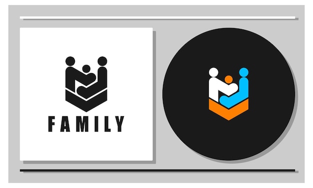 Vector logotipo familiar o relaciones entre personas para cuidarse unos a otros