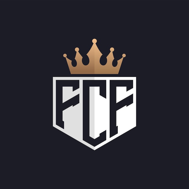 Logotipo FCF de lujo con corona iniciales elegantes FCF letra logotipo para marcas exclusivas letra FCF monograma para empresas de alta gama