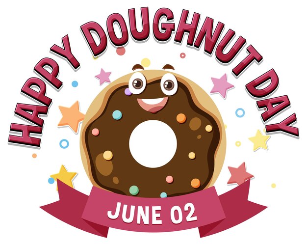 Logotipo de feliz día de la rosquilla en junio