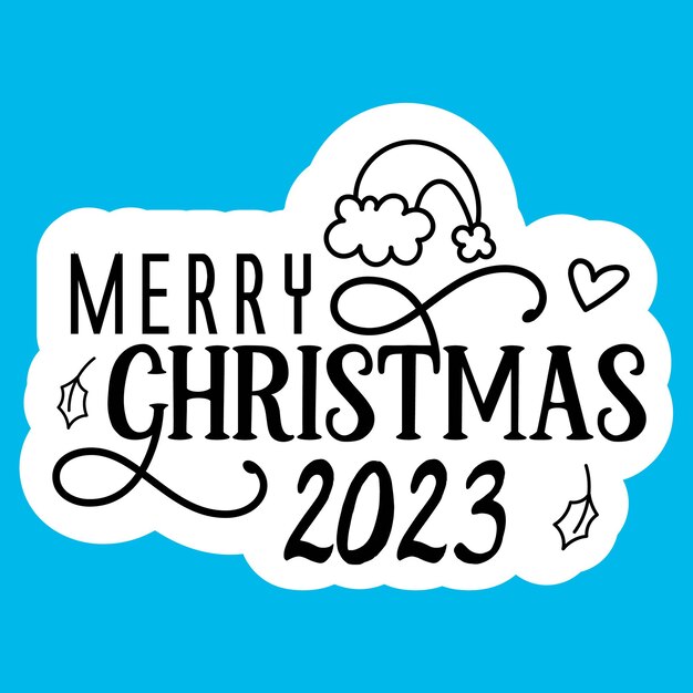 Logotipo de Feliz Navidad 2023 con un sombrero y una nube