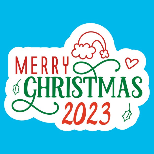 Logotipo de feliz Navidad 2023 con un sombrero y un sombrero