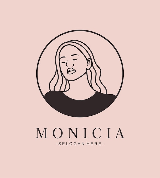 Logotipo femenino abstracto en estilo de arte lineal