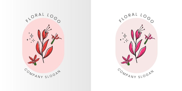 Logotipo femenino de belleza floral para salón de belleza, spa y boutique y negocio cosmético