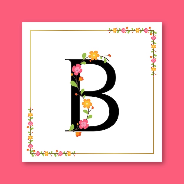 Logotipo femenino decorativo floral letra b