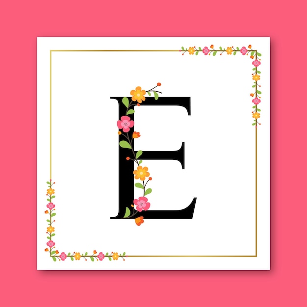 Vector logotipo femenino decorativo floral letra e