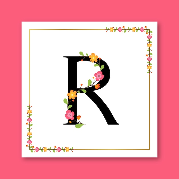 Logotipo femenino decorativo floral letra r