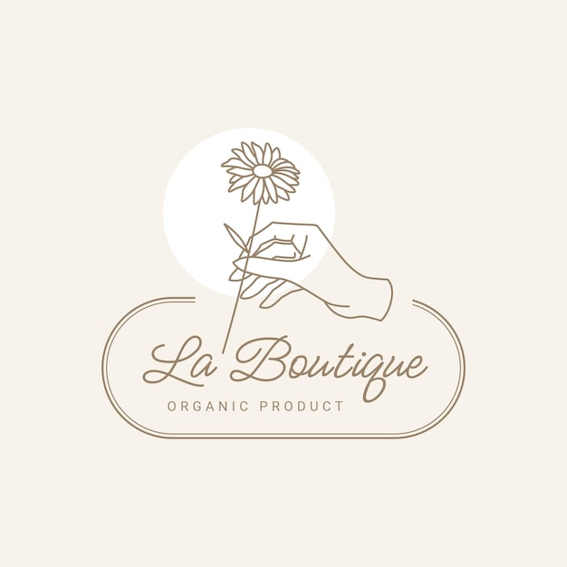 Logotipo femenino dibujado a mano. moderna plantilla de logotipo de flower house para floristas, cuidado de la belleza