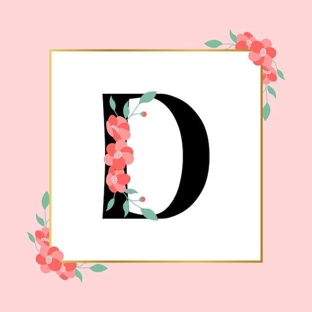 Vector logotipo femenino floral de la letra d