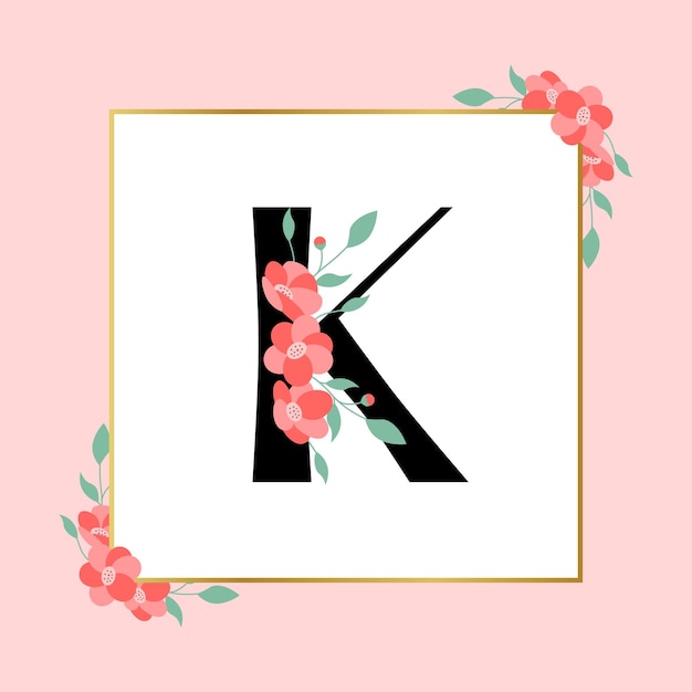 Logotipo femenino floral de la letra k