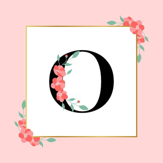 Vector logotipo femenino floral de la letra o