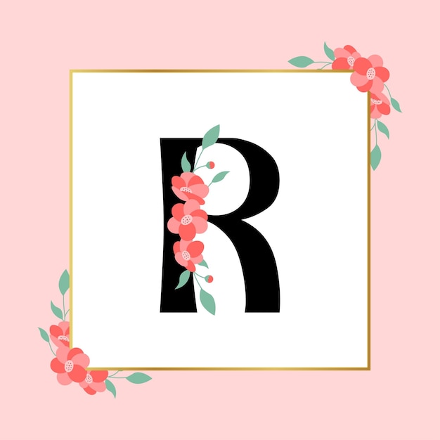 Logotipo femenino floral de la letra R