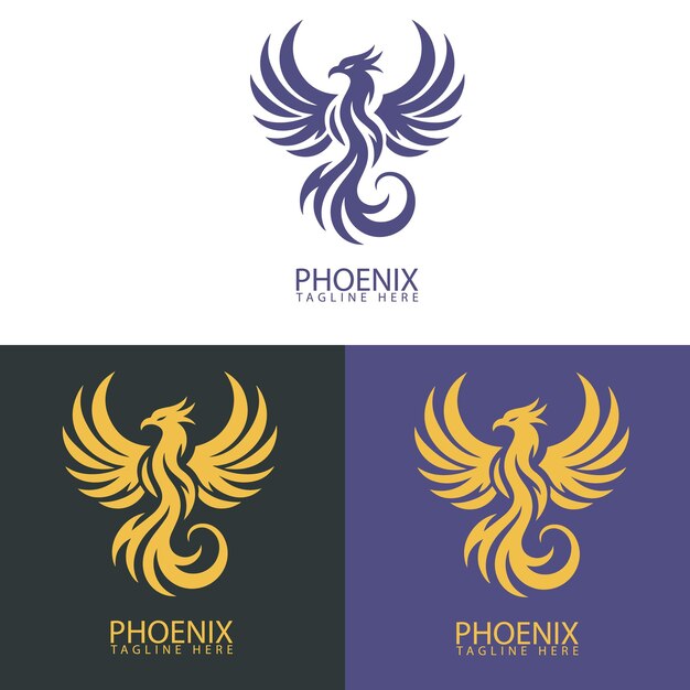 un logotipo para un fénix con un fondo azul