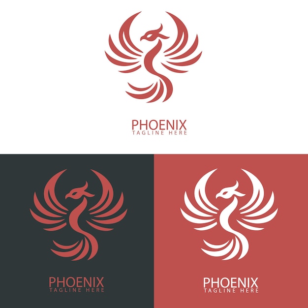 un logotipo de un fénix con un fondo rojo