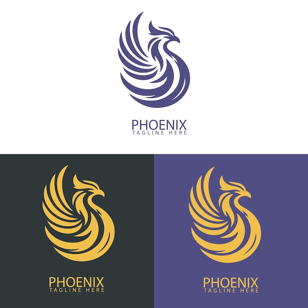 un logotipo de un fénix se muestra con un fondo azul