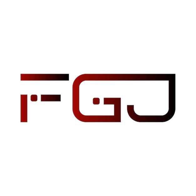 El logotipo de FGJ, el monograma inicial, el gradiente, el diseño vectorial de la identidad empresarial del sello de letras minimalista moderno