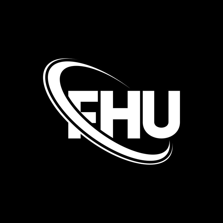 Vector logotipo de fhu fhu letra fhu letra diseño de logotipo iniciales logotipo fhu vinculado con círculo y monograma en mayúsculas logotipo fhe tipografía para negocios tecnológicos y marca inmobiliaria