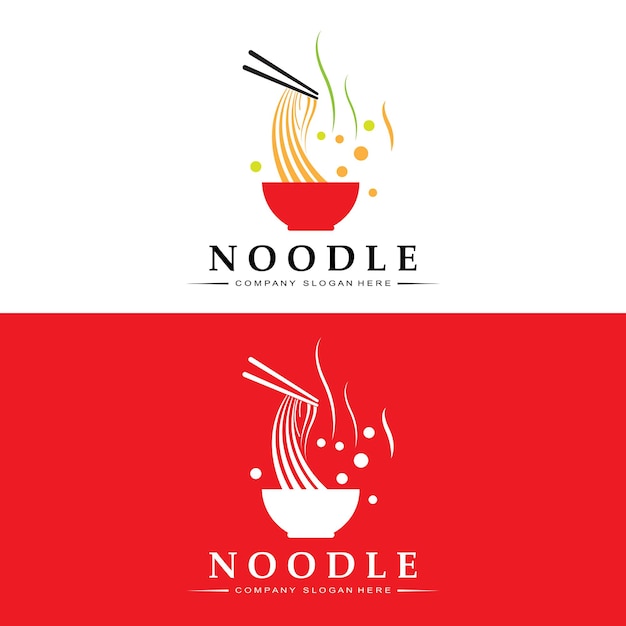 Logotipo de fideos diseño de vectores de comida asiática adecuado para tiendas y restaurantes de fideos ramen