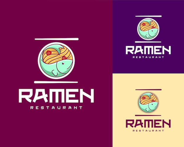 Logotipo de fideos ramen de comida japonesa