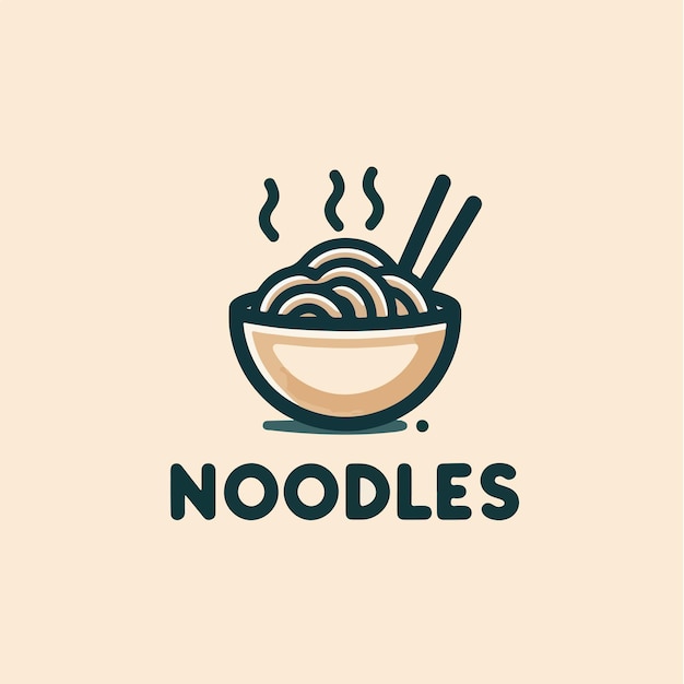 El logotipo de los fideos vectoriales con un estilo simple y minimalista