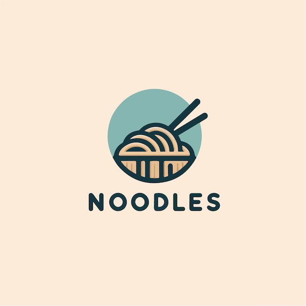 El logotipo de los fideos vectoriales con un estilo simple y minimalista
