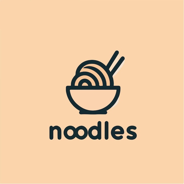 El logotipo de los fideos vectoriales con un estilo simple y minimalista