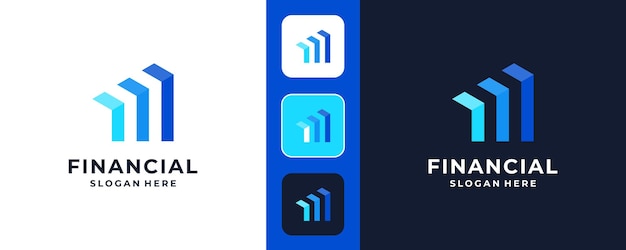 Logotipo financiero flecha creativa y diagrama diseño de inversión ilustración vectorial gráfica