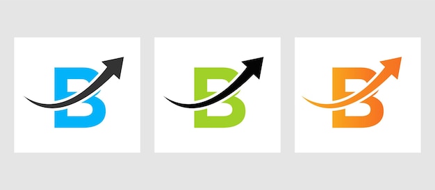 Logotipo financiero de la letra B. Negocios de marketing y finanzas con símbolo de flecha de crecimiento