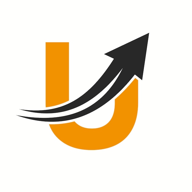 Logotipo financiero en la letra U Concepto con icono de flecha de crecimiento