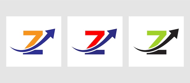 Logotipo financiero de la letra z. negocios de marketing y finanzas con símbolo de flecha de crecimiento