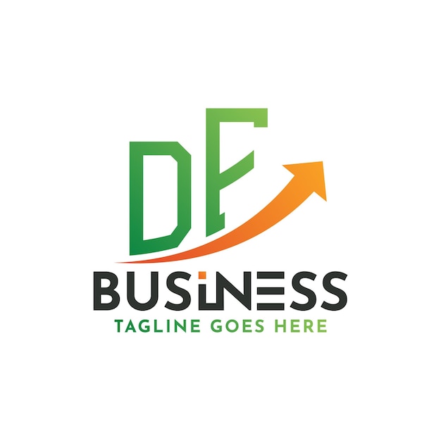 Logotipo Finanzas Carta DF Logotipo Éxito empresarial DF Crecimiento flecha Éxito financiero Diseño del logotipo