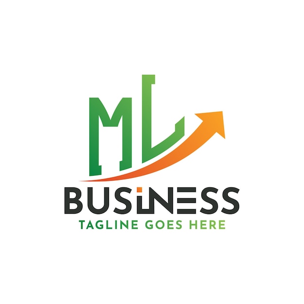 Logotipo de finanzas Carta ML Logotipo de éxito empresarial ML Arco de crecimiento Diseño de logotipo de éxito financiero