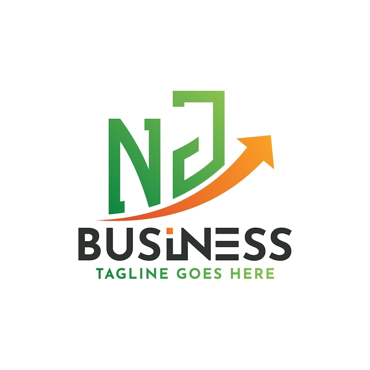 Vector logotipo de finanzas carta nj logotipo de éxito empresarial nj flecha de crecimiento diseño de logotipo de éxito financiero nj