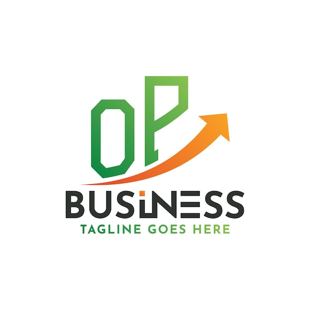 Logotipo Finanzas Carta OP Logotipo Éxito empresarial OP Crecimiento flecha Éxito financiero Diseño del logotipo