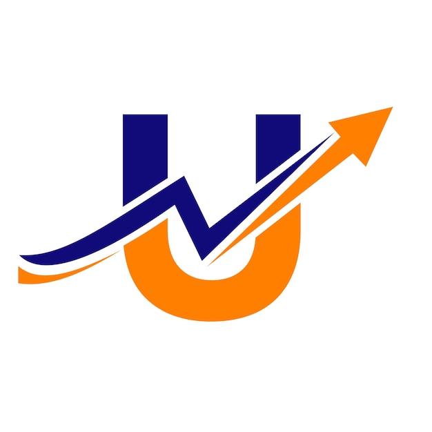 Logotipo de finanzas con concepto de letra U Logotipo de negocios financieros y de marketing Letra U Plantilla de logotipo financiero con flecha de crecimiento de marketing