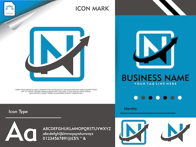 Logotipo de finanzas con vector premium de letra n
