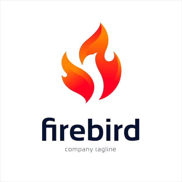 Logotipo de Firebird con silueta de pájaro en forma de llama en diseño de gradiente