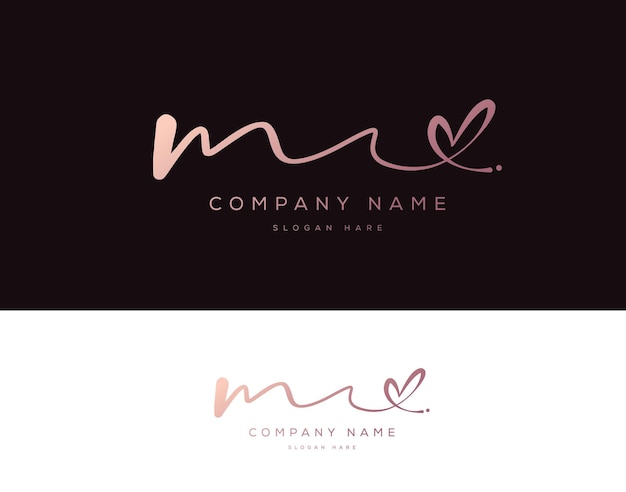 Vector logotipo de la firma de belleza femenina inicial m