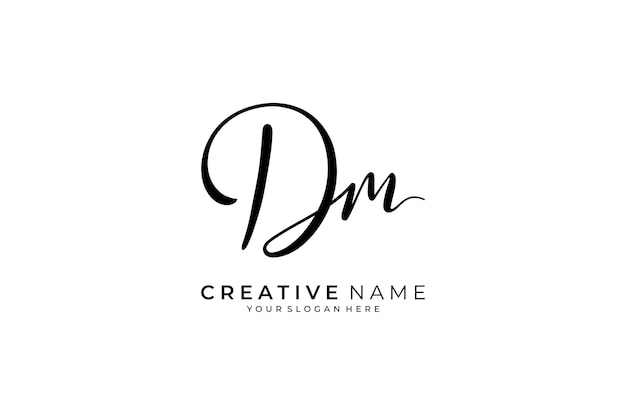 Logotipo de firma inicial Dm Vector de plantilla de logotipo de escritura a mano