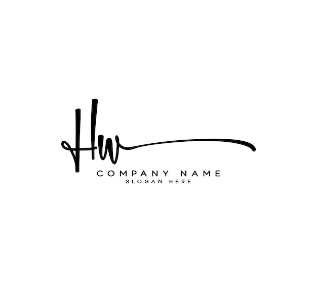 Logotipo de la firma inicial de la escritura a mano hw