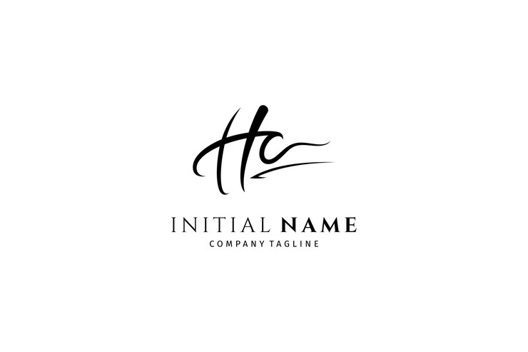 Vector logotipo de firma inicial de hc hc vector de plantilla de logotipo de escritura a mano