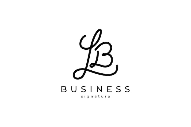 Logotipo de firma inicial de LB Vector de plantilla de logotipo de escritura a mano