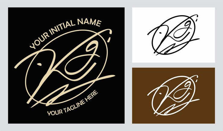 Logotipo firma Kg K g letra inicial Kg plantilla de escritura inicial vector letras de mano