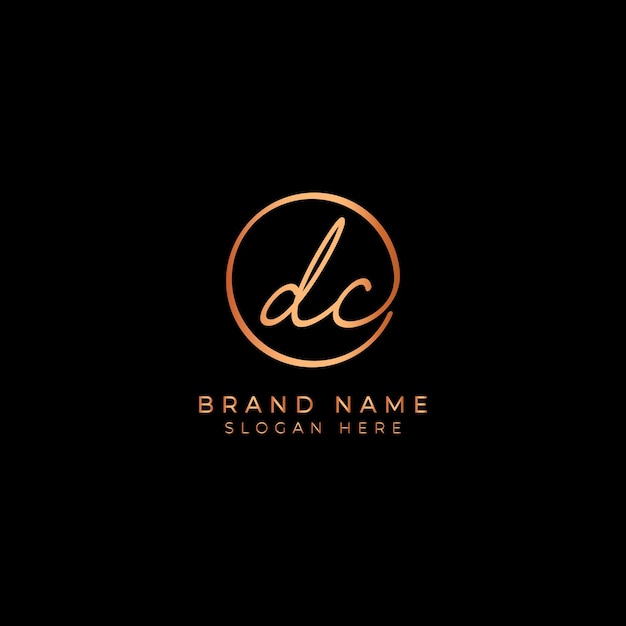 El logotipo de la firma de la letra inicial del alfabeto DC en forma redonda