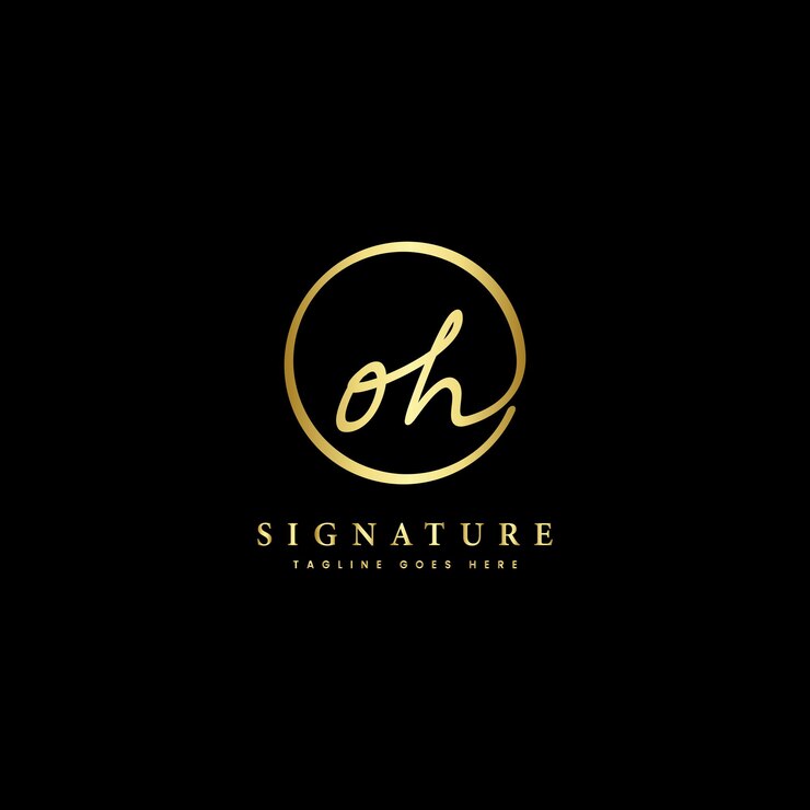 Vector logotipo de la firma de la letra inicial del alfabeto oh en forma redonda