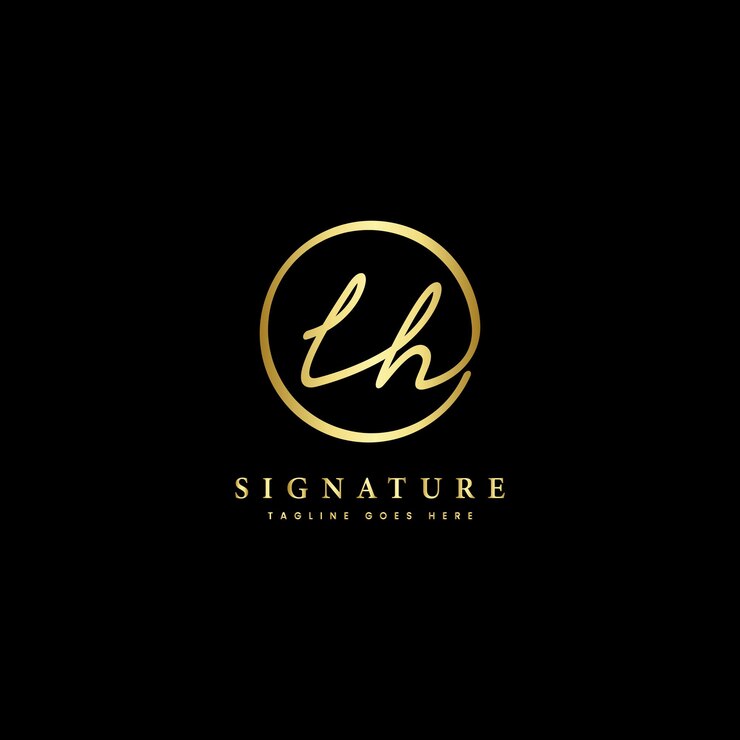 Vector logotipo de firma de letra inicial lh alfabeto lh en forma redonda
